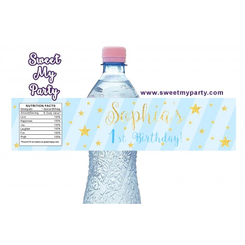 Twinkle Twinkle Little Star water bottle labels blue,(004c)